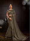 Brown Colour Latest Collection Fancy Designer Party Wear Sequins Embroidery And Handwork Western Stitched Sarees 21210